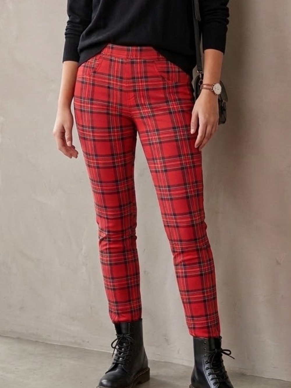 Sanctuary Red Plaid Grease Leggings Pants S Tartan Punk Grunge Academia Indie